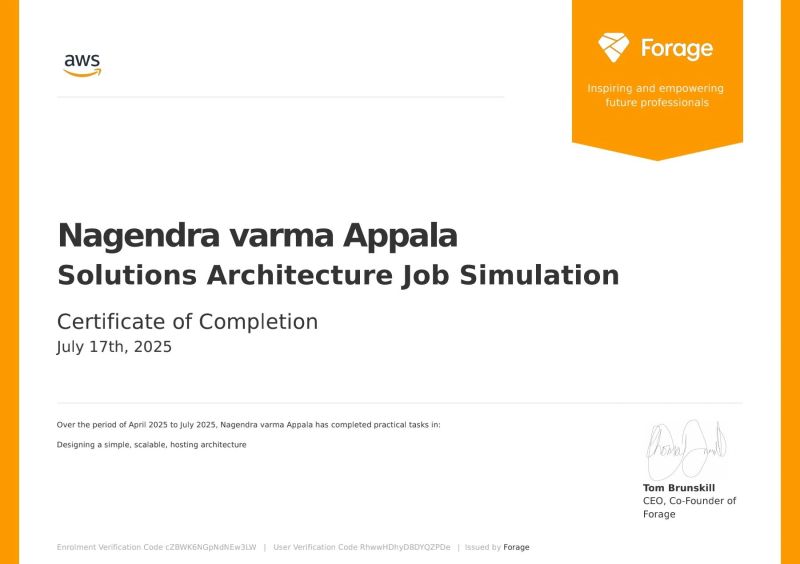 Solutions Architecture Job Simulation certificate